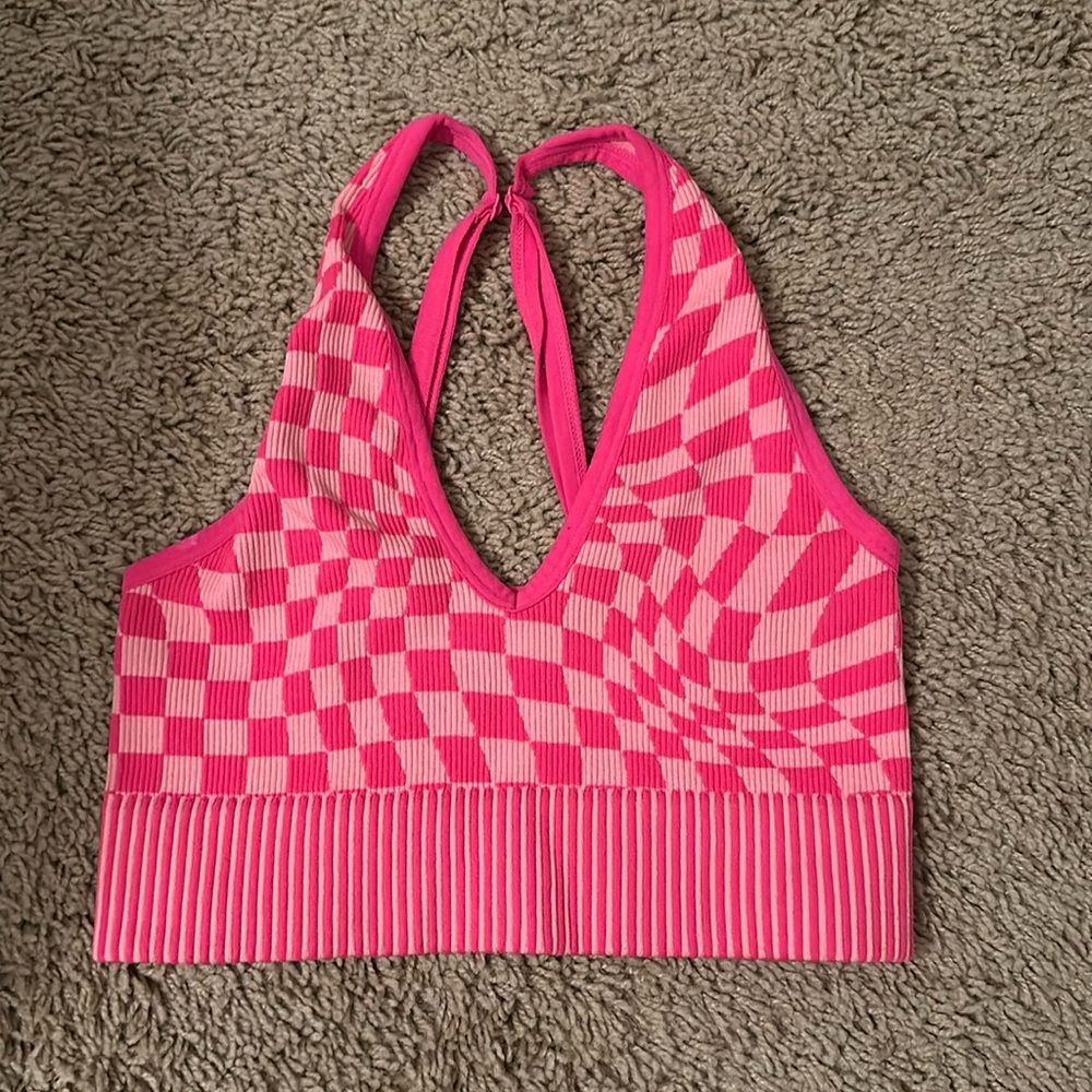 Garage dark pink and light pink patterned crop top. Size xs.